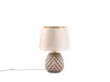 A table lamp with a textured base and a fabric shade, isolated on a white background. Anteprima dell’immagine prodotto