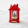 Rote Weihnachts-LED-Laterne, Häuschen, Spieluhr mit Schnee, Produktbild-Vorschau 5