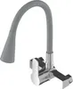 A wall-mounted kitchen faucet with a flexible gray spout. Produktbild-Vorschau