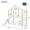 A diagram showing the dimensions of a bunk bed with a slide and ladder. Produktbild-Vorschau