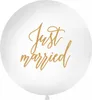 Riesenballon Just Married 1m weiß / gold Produktbild-Vorschau 1