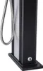 A close-up view of the base and lower section of a black and silver outdoor shower column. Náhled obrázku produktu
