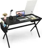 A black desk with a laptop, lamp, and books on it, set against a white background. Náhled obrázku produktu