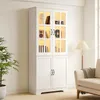 Merax Hochschrank mit LED und Glastüren, Vitrine Produktbild-Vorschau 1
