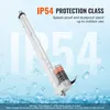 A linear actuator is shown with water droplets, highlighting its splash-proof feature. Anteprima dell’immagine prodotto