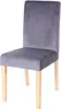 A single gray upholstered dining chair with light wooden legs is shown against a white background. Voir les images du produit