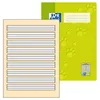 A notebook and a sheet of lined paper are shown against a white background. Produktbild-Vorschau