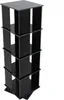 A black, four-tier rotating bookshelf on a white background. Podgląd zdjęcia produktu