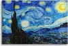 A painting of a starry night sky over a village. Náhled obrázku produktu