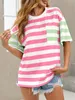Locker sitzendes Damen-T-Shirt mit kontrastierenden Produktbild-Vorschau 3