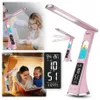 Vouwbare bureaulamp, nachtlamp, klok met LED-display, roze Productafbeelding-voorbeeld 1