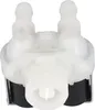 A close-up studio shot of a white plastic solenoid valve with black electrical components at the base. Produktbild-Vorschau