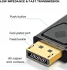Close-up of a black and gold connector with labels pointing out its features. Produktbild-Vorschau