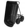 A black transport cart with four wheels is shown from a slightly elevated, angled perspective against a white background. Produktbild-Vorschau