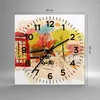 Wanduhr - Quadrat - Glasuhr - London Bus - 40x40cm - Produktbild-Vorschau 3