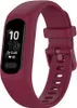 A close-up studio shot of a burgundy Garmin Vivosmart 5 fitness tracker on a white background.
