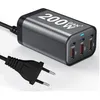200W GaN snellader met EU-stekker – 6 poorten (3x USB-C + Productafbeelding-voorbeeld 1