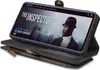 A black wallet-style phone case is open, displaying a smartphone with a movie streaming interface. Produktbild-Vorschau