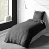 Baumwolle Bettwäsche 155x220 cm Anthrazit Grau gestreift Produktbild-Vorschau 4