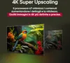 A television screen displaying a vibrant image of a bird on a branch, with a smaller, less detailed image of the same scene shown in perspective behind it, illustrating the upscaling feature. Produktbild-Vorschau