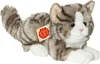 Teddy Hermann Katze liegend grau getigert 28 cm Kuscheltier Produktbild-Vorschau 1