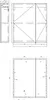 Technical drawings of a cabinet or mirror with dimensions and construction details. Produktbild-Vorschau