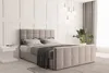 A bedroom scene featuring a bed with a headboard and footboard, complete with bedding and a throw blanket. A bedside table with a book and a potted plant are also visible. Produktbild-Vorschau