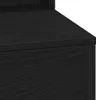 A close-up view of the corner of a black wooden surface, showing the wood grain. Voir les images du produit