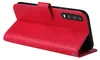 A red flip case for a smartphone, shown from a side angle with the cover open. Produktbild-Vorschau