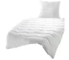 A white duvet and pillow set is displayed on a white background. Produktbild-Vorschau