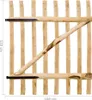 A wooden gate with a diagonal brace and metal hinges, shown against a white background with size indicators. Produktbild-Vorschau