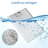 A metal filter for a range hood is being cleaned in water. Produktbild-Vorschau