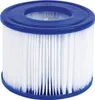 A close-up studio shot of a round, pleated filter with a blue rim. Produktbild-Vorschau