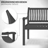 Close-up view of a dark gray garden bench, with inset circles highlighting ergonomic design features. Náhled obrázku produktu