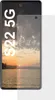 A screen protector is placed over a smartphone displaying a sunset over a body of water. Produktbild-Vorschau