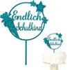 Oblique Unique Endlich Schulkind Holz Torten Topper Produktbild-Vorschau 1