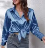 ASKSA Chemise Femme Satin Col V Chemise Elégante Boutons Voir les images du produit 2