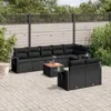 9-tlg. Garten-Sofagarnitur mit Kissen Schwarz Poly Rattan Produktbild-Vorschau 2