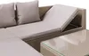 A close-up view of a section of a modular outdoor sofa with a glass-top coffee table. Produktbild-Vorschau