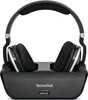A pair of black wireless headphones with a charging dock, presented against a white background. Produktbild-Vorschau