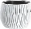 A white planter with a wavy, textured exterior and a black interior. Náhľad obrázku produktu