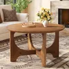 Tribesigns Runde Couchtisch aus Massivholz, 80 cm Moderne Produktbild-Vorschau 5