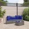 4-tlg. Garten-Sofagarnitur mit Kissen Grau Poly Rattan Produktbild-Vorschau 2