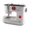 A white sewing machine with black and red accents, shown from a front-diagonal view against a white background. Produktbild-Vorschau