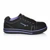 A black and purple RUNNEX® S3-Damen-ESD-Sicherheitshalbschuhe GirlStar shoe is shown against a white background. Produktbild-Vorschau