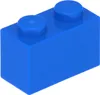 A single blue Lego brick with two studs on top, isolated on a white background. Produktbild-Vorschau