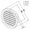 Ventilatierooster Haco rond met gaas VM-O 140 mm - wit 0403 Productafbeelding-voorbeeld 4