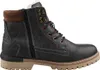 A side view of a men's gray lace-up boot with a zipper. Produktbild-Vorschau