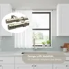 A kitchen counter with a sink and window, featuring a close-up inset of a double curtain rod. Produktbild-Vorschau