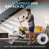 A man is using a rowing machine in a living room setting. Produktbild-Vorschau